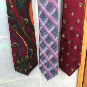 Lot of 3 Men’s Silk Neck Ties Lands‎ End Jones New York Antonio Fellini